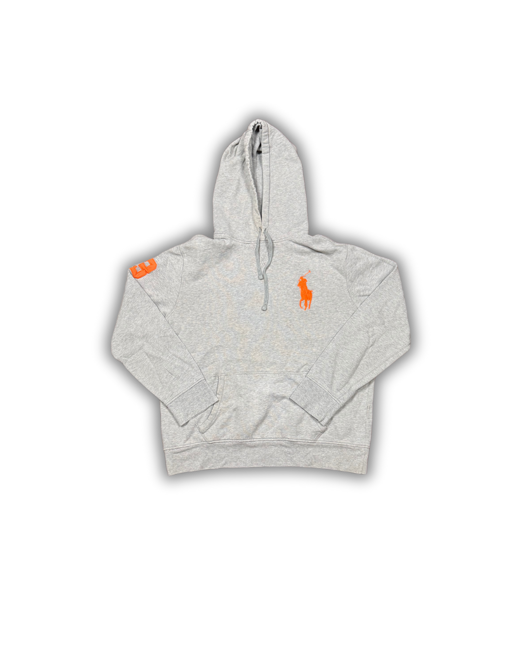 Ralph Lauren Grey Hoodie with Bold Orange Logo