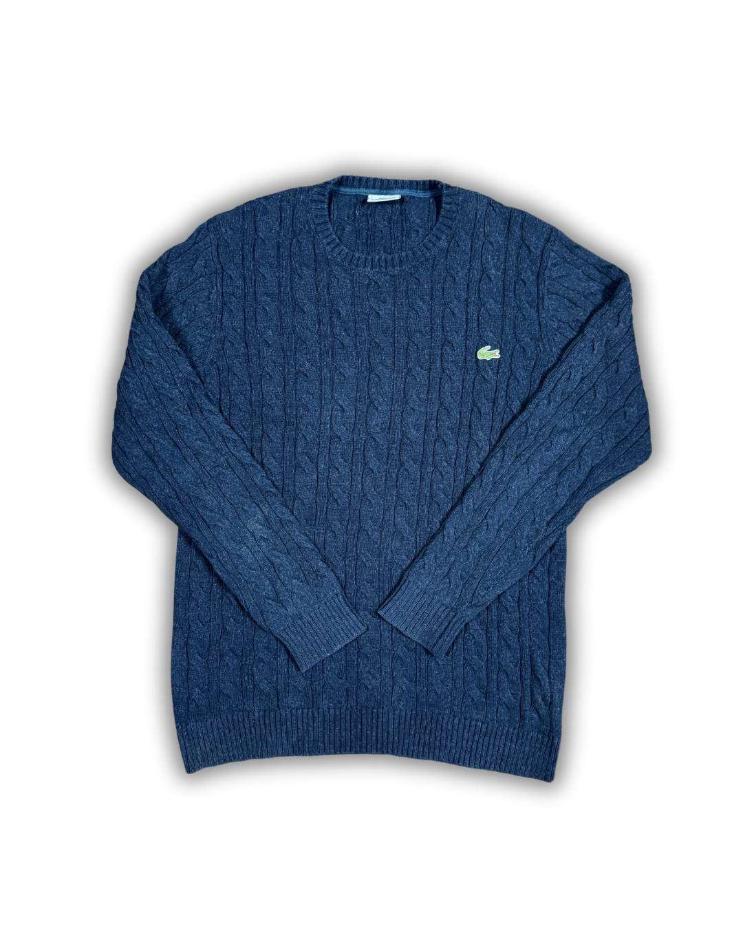 Vintage Lacoste Cable Knit Sweater – Navy Blue