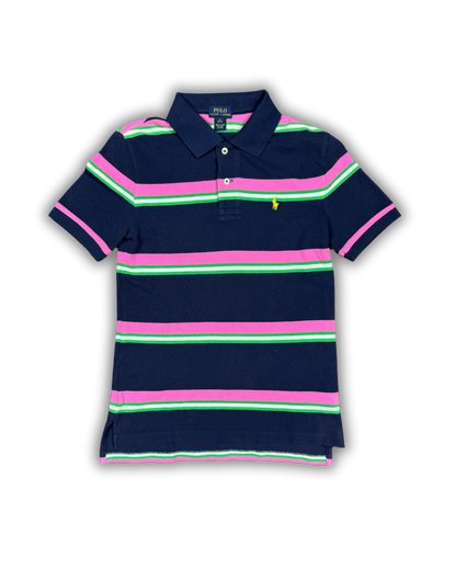 Vintage Polo Ralph Lauren Striped Polo Shirt – Navy, Pink & Green
