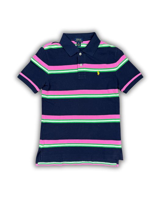 Vintage Polo Ralph Lauren Striped Polo Shirt – Navy, Pink & Green