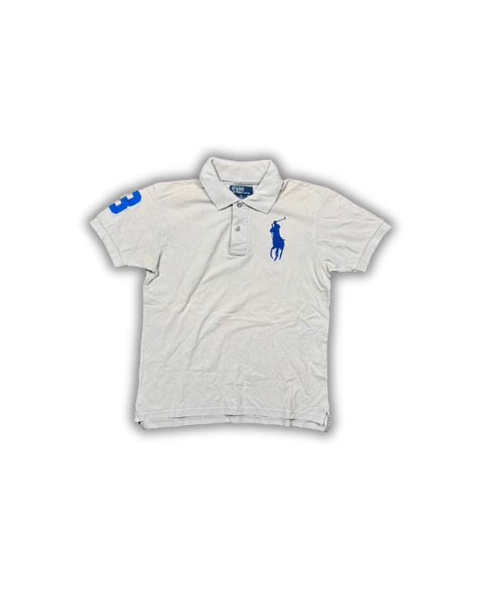Ralph Lauren White Polo Shirt w/ Blue Pop