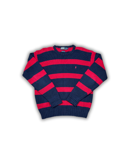 Ralph Lauren Navy & Red Stripe Knit Sweater