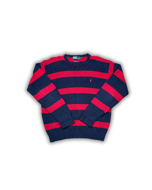 Ralph Lauren Navy & Red Stripe Knit Sweater