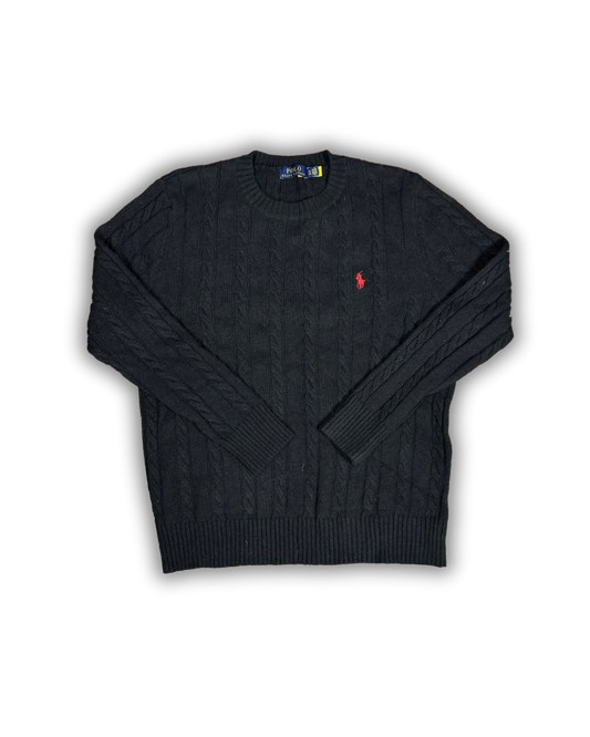 Vintage Polo Ralph Lauren Cable Knit Sweater – Black