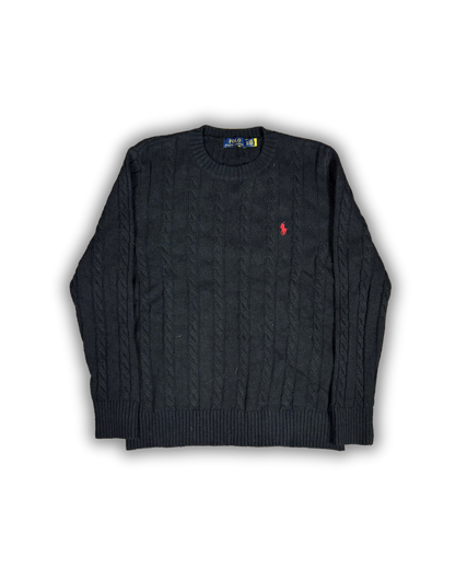 Vintage Polo Ralph Lauren Cable Knit Sweater – Black