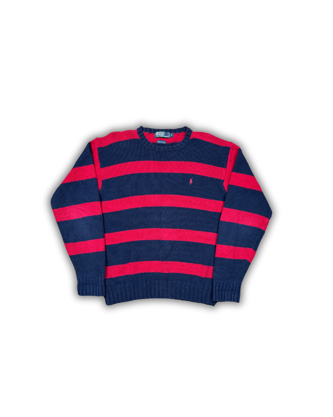 Ralph Lauren Navy & Red Stripe Knit Sweater