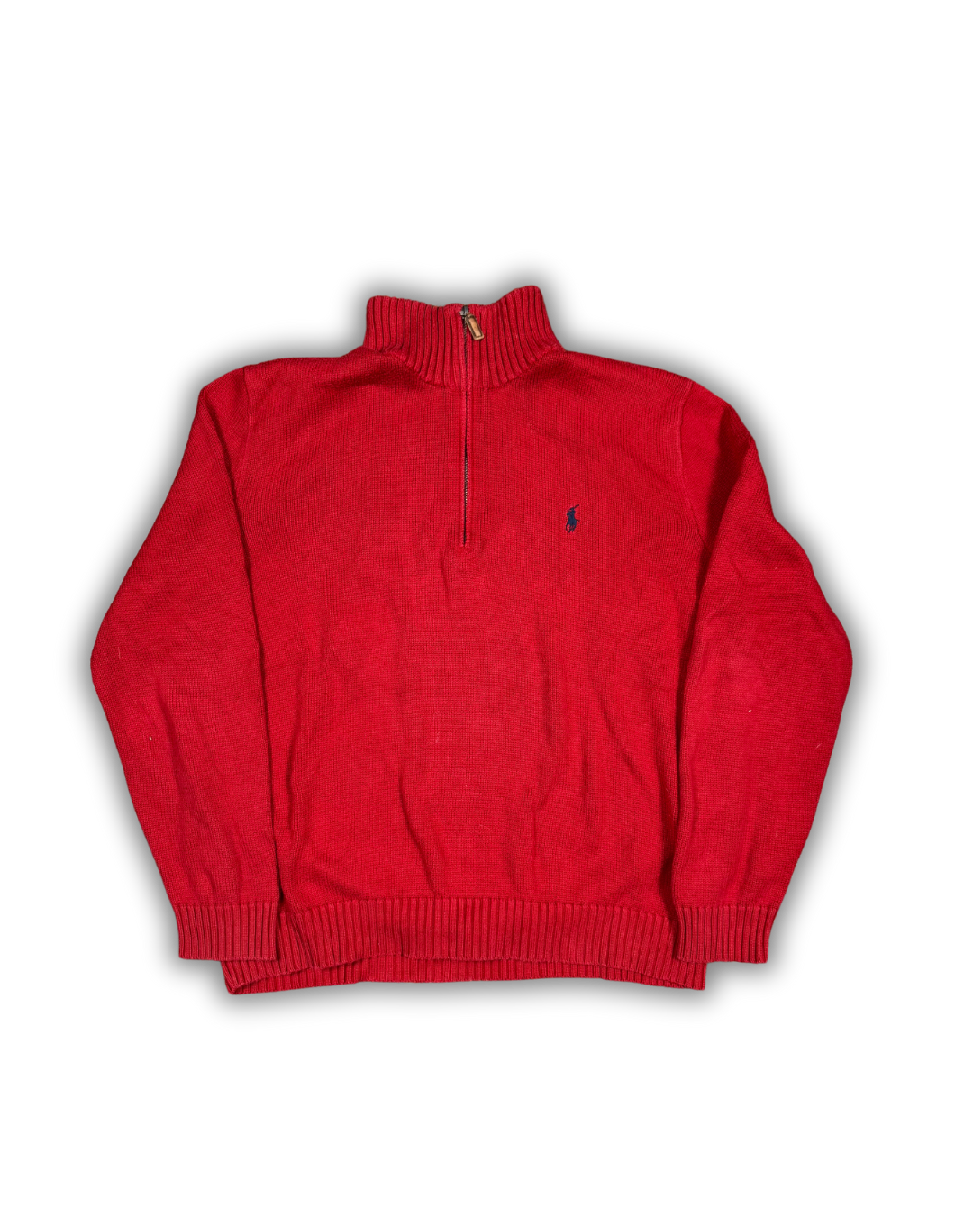 Vintage Polo Ralph Lauren 1/4 Zip Sweater - Red (Classic Preppy Style)