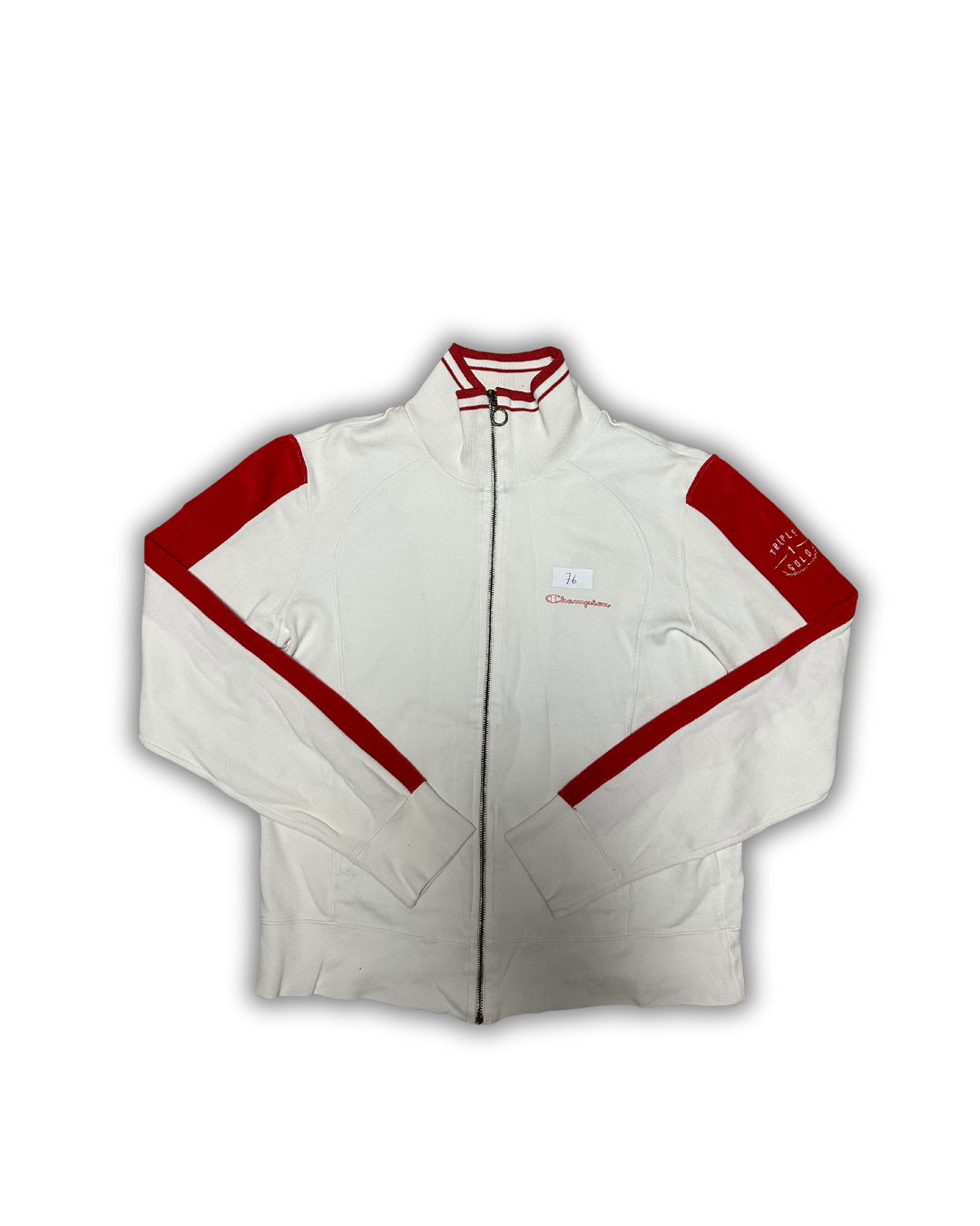 Champion Full-Zip Track Jacket – White & Red