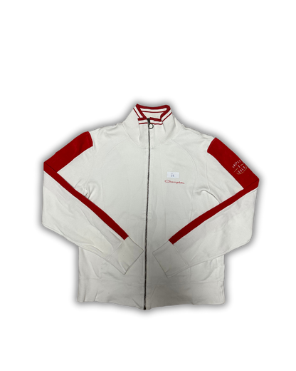 Champion Full-Zip Track Jacket – White & Red