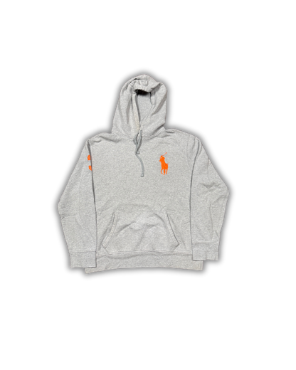 Ralph Lauren Grey Hoodie with Bold Orange Logo