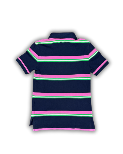 Vintage Polo Ralph Lauren Striped Polo Shirt – Navy, Pink & Green