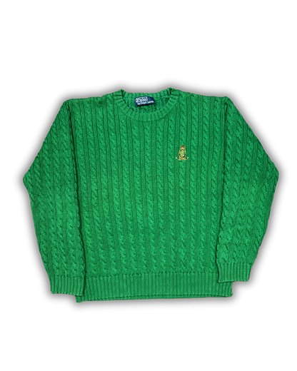 Vintage Polo Ralph Lauren Green Cable Knit Sweater