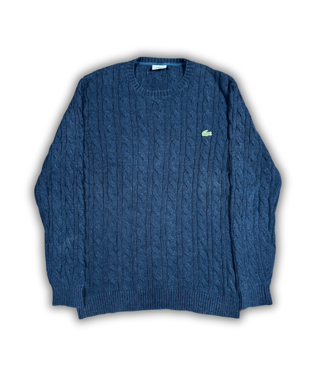 Vintage Lacoste Cable Knit Sweater – Navy Blue
