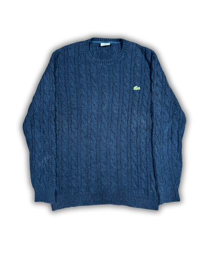 Vintage Lacoste Cable Knit Sweater – Navy Blue