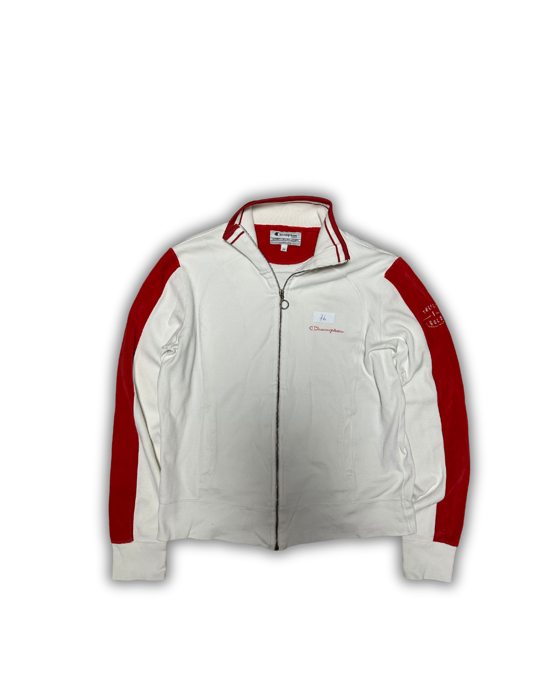 Champion Full-Zip Track Jacket – White & Red