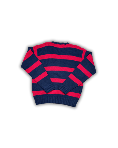 Ralph Lauren Navy & Red Stripe Knit Sweater