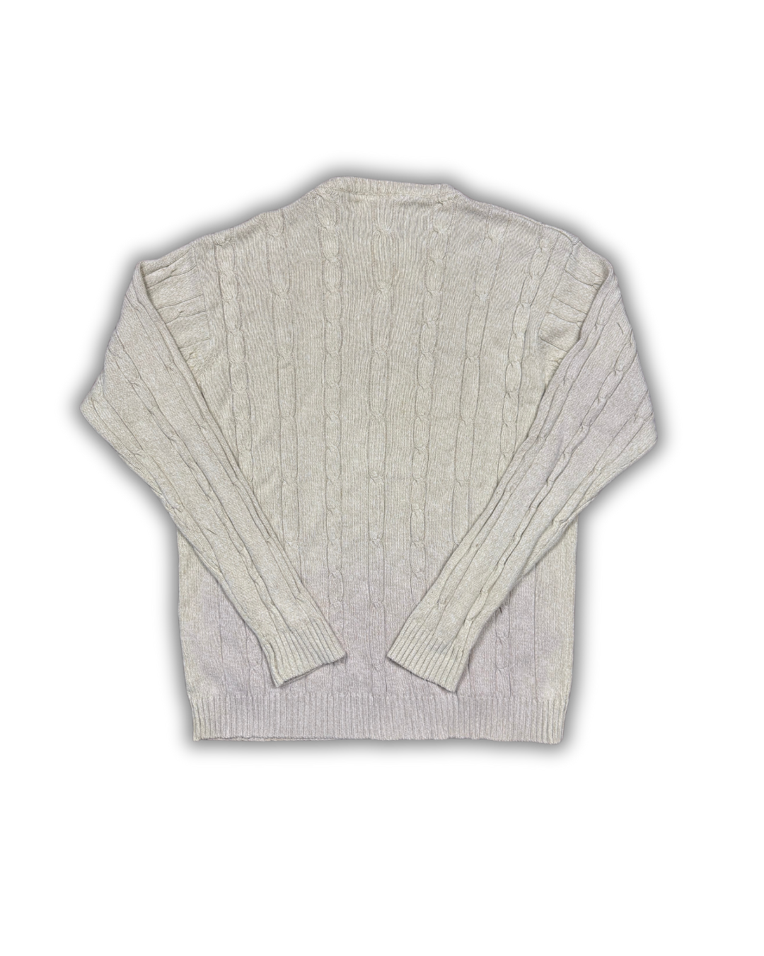 Vintage Lacoste Cable Knit Sweater - Cream Beige (Classic Preppy Style)